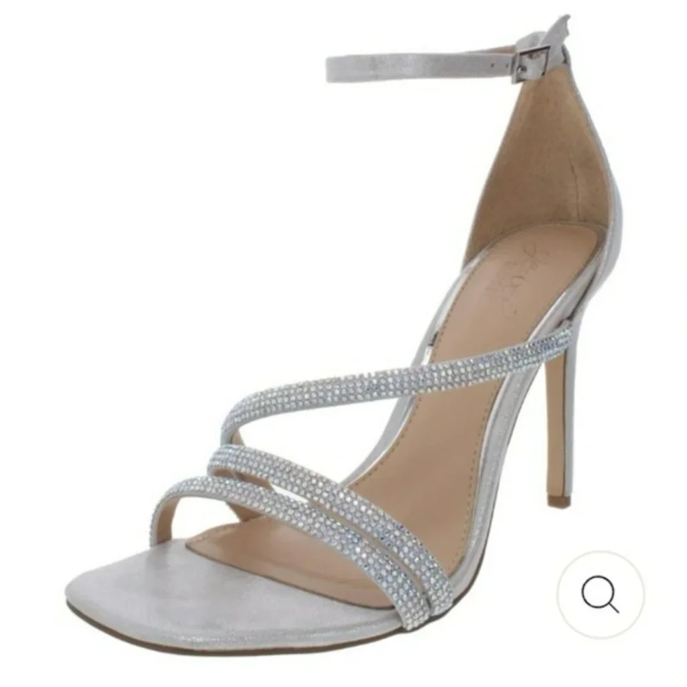 Jewel By Badgley Mischka Naylor Evening Sandals Silver -5.5 - Picture 1 of 4